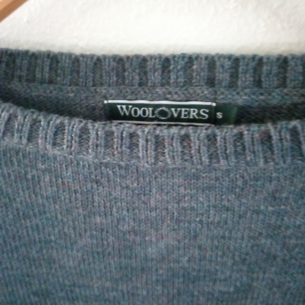 NWOT WOOLOVERS Men's British Wool Heavy Knit Blue Gray Pullover Sweater | S - Picture 4 of 11